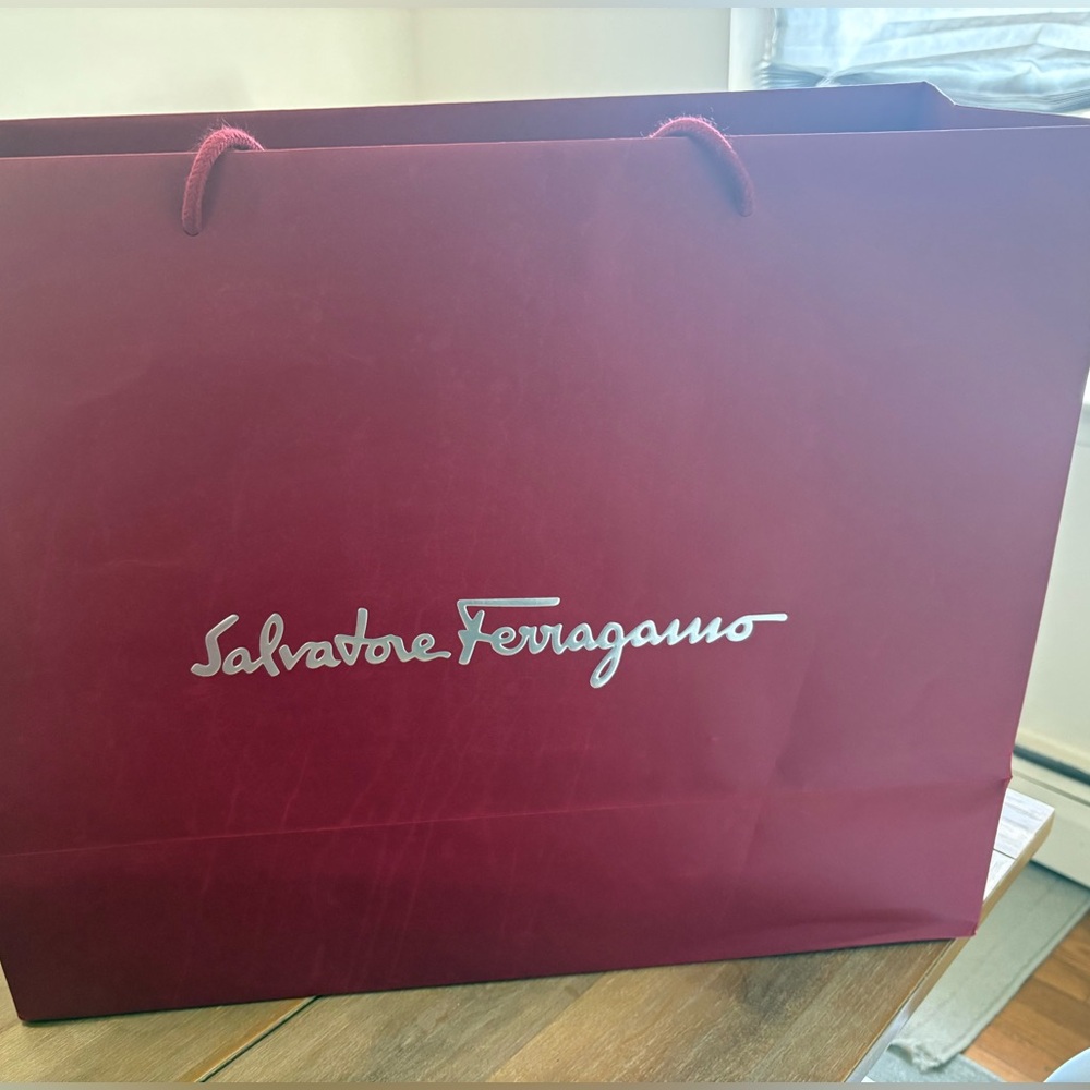 Salvatore Ferragamo Burgundy Shopping Bag